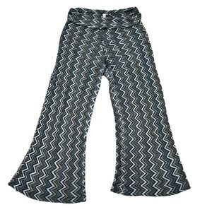 SWEET PEA BY STACY FRATI CHEVRON KNIT BOHEMIAN WIDE FLARE BOTTOM LEG PANTS